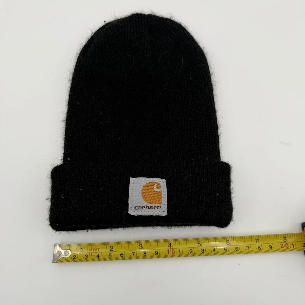 Carhartt black knit cuff beanie toddler acrylic watch cap logo patch hat unisex